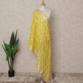 Bright Yellow Chevron Metallic Zari Weave Premium Tussar Silk Dupatta, 225X85 Cms, Made in India-D25784