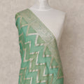 Mint Green Zigzag Zari Weave Premium Tussar Silk Dupatta, 225X85 Cms, Made in India-D25790