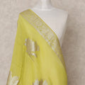 Lime Green Metallic Leaf Zari Weave Premium Tussar Silk Dupatta, 225X85 Cms, Made in India-D25781