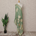 Sage Green Metallic Leaf Zari Weave Premium Tussar Silk Dupatta, 225X85 Cms, Made in India-D25779