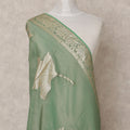 Sage Green Metallic Leaf Zari Weave Premium Tussar Silk Dupatta, 225X85 Cms, Made in India-D25779