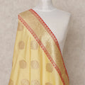 Golden Yellow Zari Polka Weave Raw Silk Dupatta, 225X85 Cms, Made in India-D25800