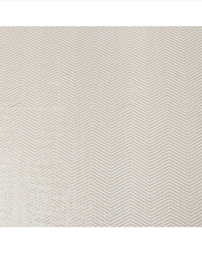 Ivory Sequin Embroidered Chevron Pattern Synthetic Viscose Fabric, 110 Cms Width, Made in India-D26376