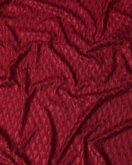 Red Geometric Cotton Silk Embroidery Fabric 140cm