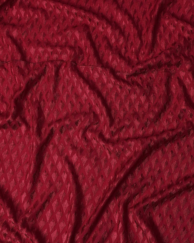 Red Geometric Cotton Silk Embroidery Fabric 140cm