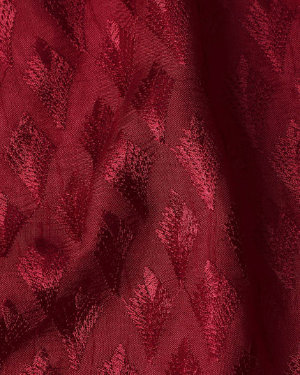 Red Geometric Cotton Silk Embroidery Fabric 140cm