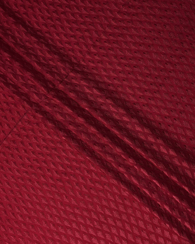 Red Geometric Cotton Silk Embroidery Fabric 140cm
