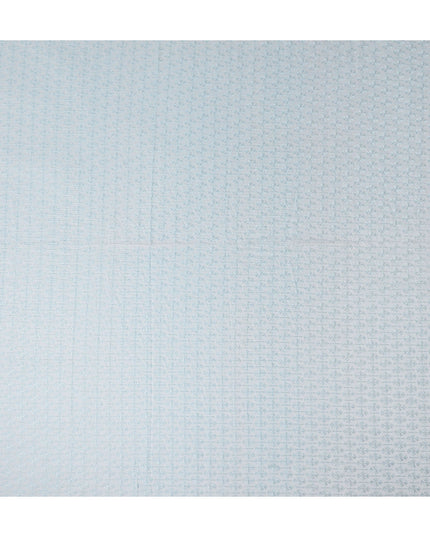 Blue Geometric Cotton Silk Embroidery Fabric 140cm
