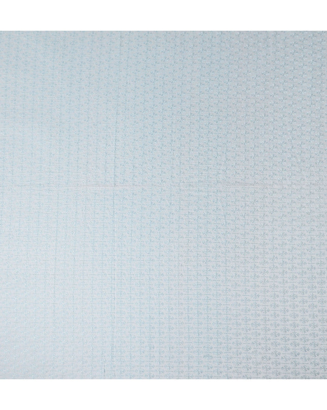 Blue Geometric Cotton Silk Embroidery Fabric 140cm