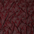 Red Floral Cotton Silk Embroidery Fabric 140cm