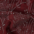 Red Floral Cotton Silk Embroidery Fabric 140cm