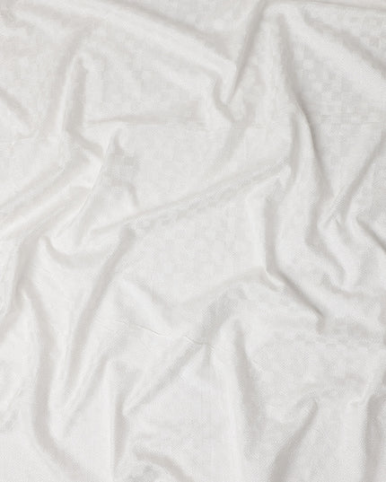 White Self Design Viscose Fabric 140cm