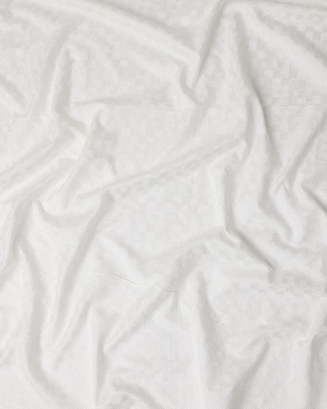 White Self Design Viscose Fabric 140cm