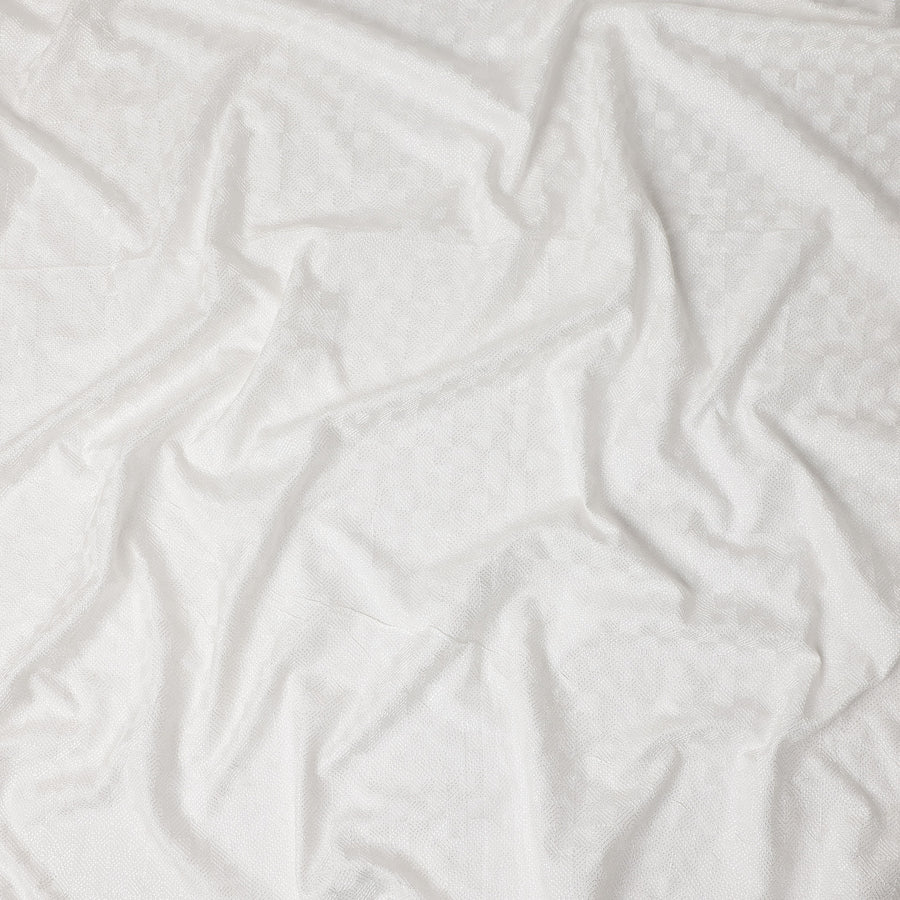 White Self Design Viscose Fabric 140cm