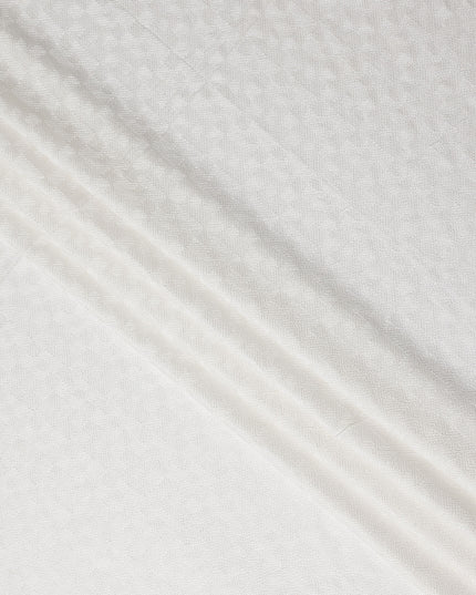 White Self Design Viscose Fabric 140cm