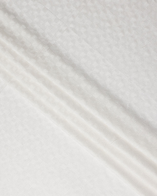 White Self Design Viscose Fabric 140cm