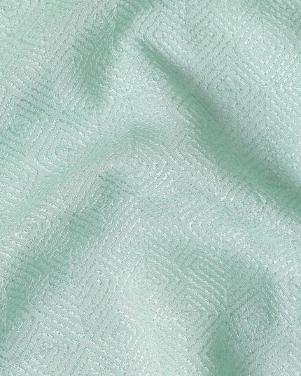 Green Self Design Viscose Fabric 140cm