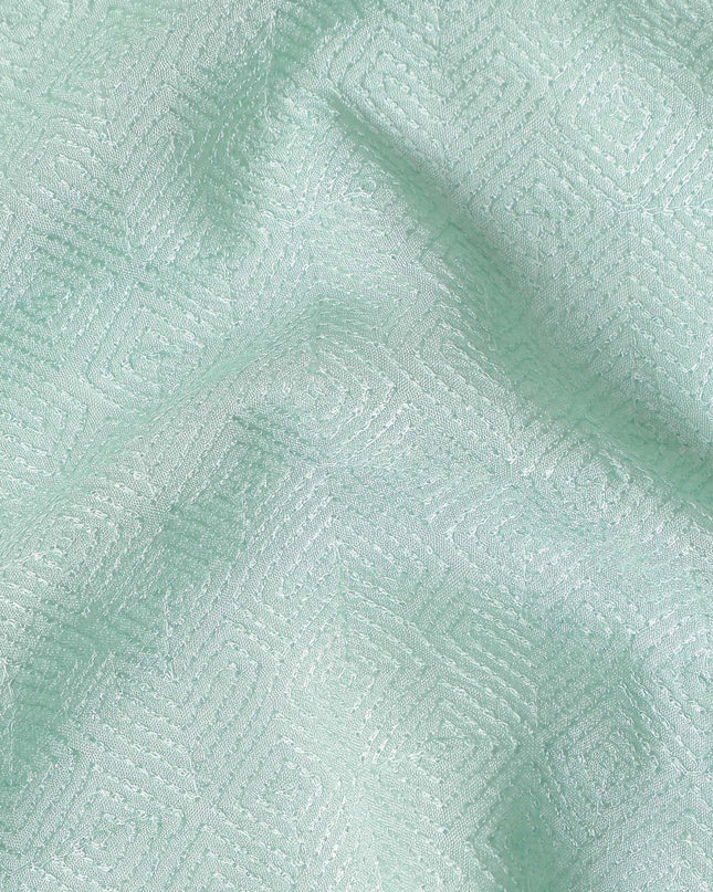 Green Self Design Viscose Fabric 140cm