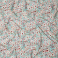 Aqua Blue Floral Printed Cotton Lawn Fabric 110 Cms Width India-D27763 - Regal Fabrics