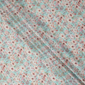 Aqua Blue Floral Printed Cotton Lawn Fabric 110 Cms Width India-D27763 - Regal Fabrics
