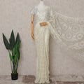 Ivory Gold Floral French Chantilly Lace Saree