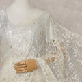Ivory Gold Floral French Chantilly Lace Saree