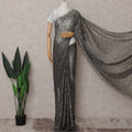 Charcoal Grey French Chantilly Lace Saree