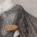 Charcoal Grey French Chantilly Lace Saree