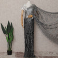 Gunmetal Grey French Chantilly Lace Saree