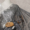 Gunmetal Grey French Chantilly Lace Saree