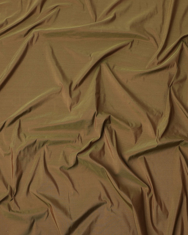 Olive Brown Plain Pure Raw Silk Fabric, 140 Cms Width, Made in India-D25991