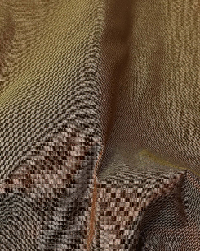 Olive Brown Plain Pure Raw Silk Fabric, 140 Cms Width, Made in India-D25991