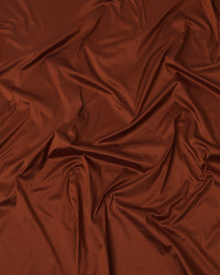 Brick Red Plain Pure Raw Silk Fabric, 140 Cms Width, Made in India-D25986