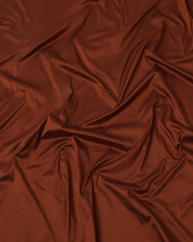 Brick Red Plain Pure Raw Silk Fabric, 140 Cms Width, Made in India-D25986