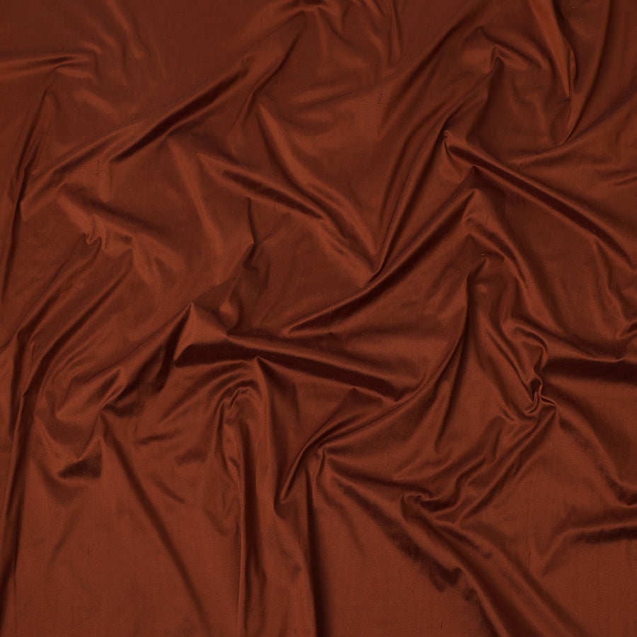 Brick Red Plain Pure Raw Silk Fabric, 140 Cms Width, Made in India-D25986