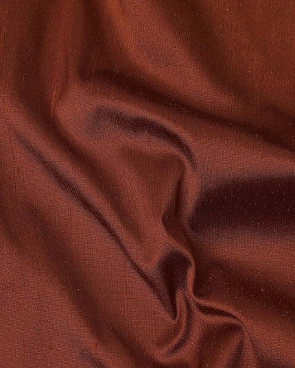 Brick Red Plain Pure Raw Silk Fabric, 140 Cms Width, Made in India-D25986