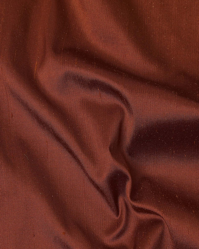 Brick Red Plain Pure Raw Silk Fabric, 140 Cms Width, Made in India-D25986