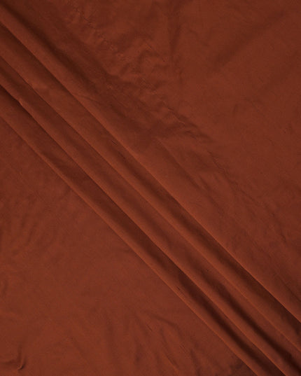 Brick Red Plain Pure Raw Silk Fabric, 140 Cms Width, Made in India-D25986