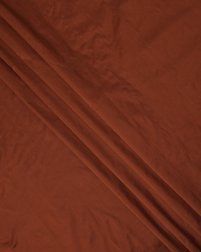 Brick Red Plain Pure Raw Silk Fabric, 140 Cms Width, Made in India-D25986