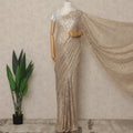 Champagne Pink Premium French Metallic Chantilly Lace Saree with Stone Work, 5.5 Mtrs Length, 110 Cms Width, Made in France-D27132 Regal Fabrics