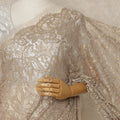 Champagne Pink Premium French Metallic Chantilly Lace Saree with Stone Work, 5.5 Mtrs Length, 110 Cms Width, Made in France-D27132 Regal Fabrics