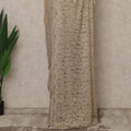 Champagne Pink Premium French Metallic Chantilly Lace Saree with Stone Work, 5.5 Mtrs Length, 110 Cms Width, Made in France-D27132 Regal Fabrics