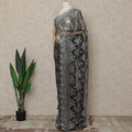 Black Silver Premium French Metallic Chantilly Lace Saree with Stone Work, 5.5 Mtrs Length, 110 Cms Width, Made in France-D27128 Regal Fabrics