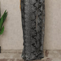 Black Silver Premium French Metallic Chantilly Lace Saree with Stone Work, 5.5 Mtrs Length, 110 Cms Width, Made in France-D27128 Regal Fabrics