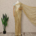 Antique Gold Premium French Metallic Chantilly Lace Saree with Stone Work, 5.5 Mtrs Length, 110 Cms Width, Made in France-D27129