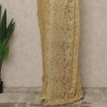 Antique Gold Premium French Metallic Chantilly Lace Saree with Stone Work, 5.5 Mtrs Length, 110 Cms Width, Made in France-D27129