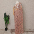Rose Gold Premium French Metallic Chantilly Lace Saree – 5.5 Meters Length, 110 Cms Width, Crafted in France-D26116