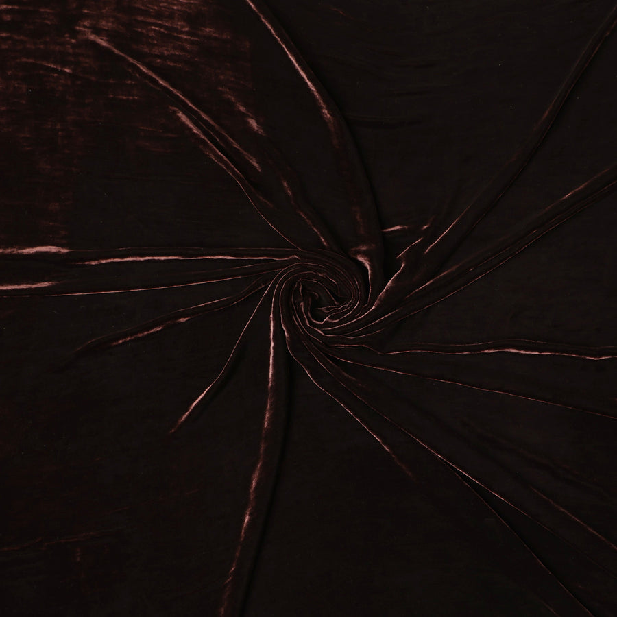 Chocolate Brown Premium Silk Blended Velvet Fabric with Rich Gloss and Soft Luxurious Texture, 140 Cms Width, Made in China-D25910