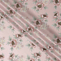 Baby Pink Floral Allover Printed Premium Pure Silk Satin Fabric, 110 Cms, China-D27074