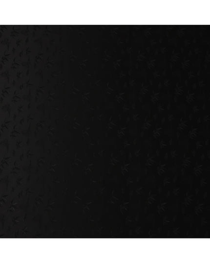 Black Self-Textured Silk Crepe Fabric with Subtle Leaf Motifs and Smooth Lustrous Finish, 110 Cms Width, Made in China-D25887